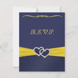 Tarjeta RSVP de Blue Pleats y Diamond Hearts