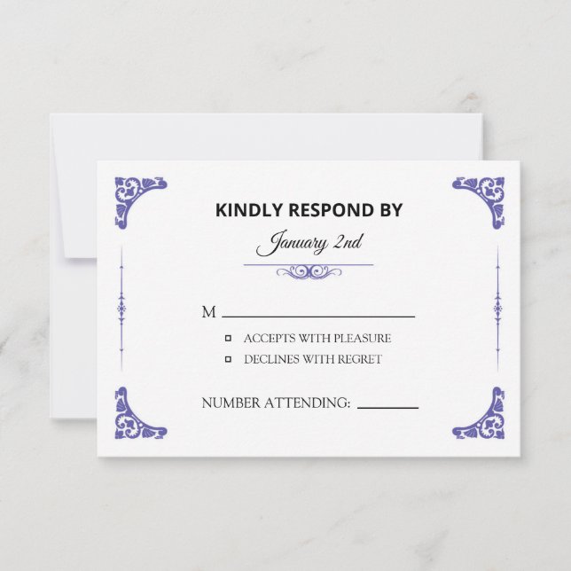 Tarjeta RSVP de boda (Anverso)