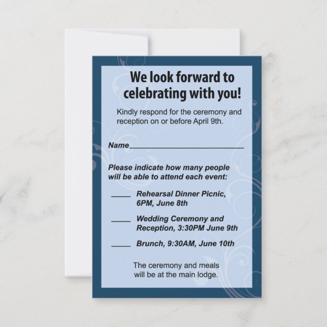 Tarjeta RSVP de boda (Anverso)