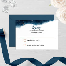 Tarjeta RSVP de Boda acuática de la Marina y el Br