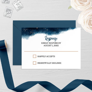 Tarjeta RSVP de Boda acuática de la Marina y el Br
