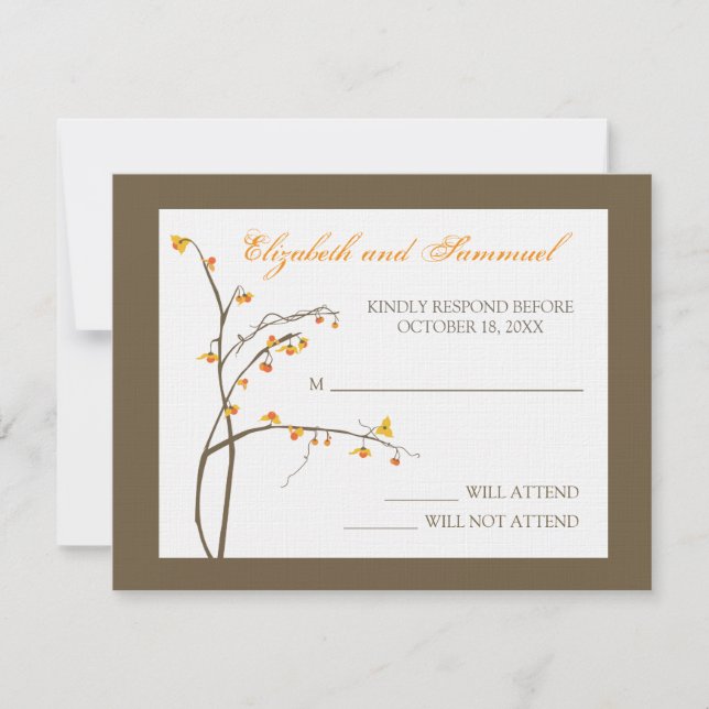 Tarjeta RSVP de boda agridulce otoño (Anverso)