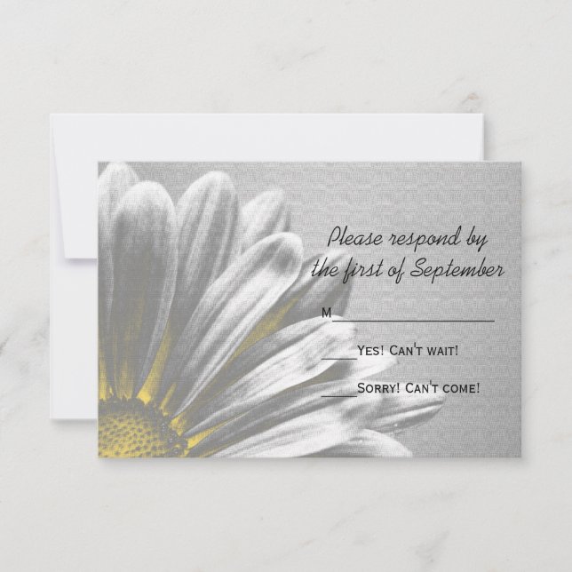 Tarjeta RSVP de Boda amarilla con resaltados flora (Anverso)