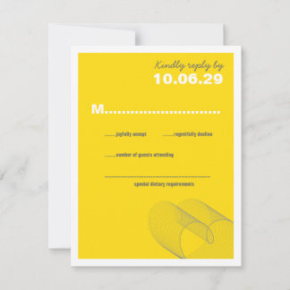 Tarjeta RSVP de Boda Amor Amarilla de líneas de am