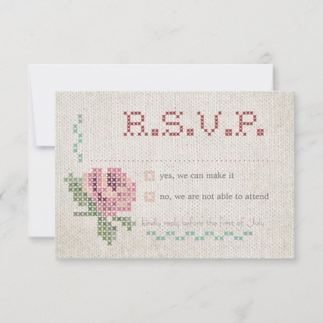 Tarjeta RSVP de boda antigüa de fondo (Anverso)
