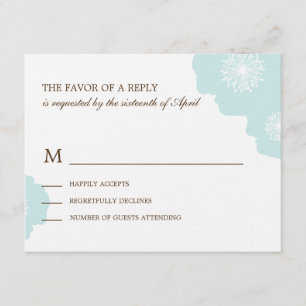 Tarjeta RSVP de boda - Aqua Blue