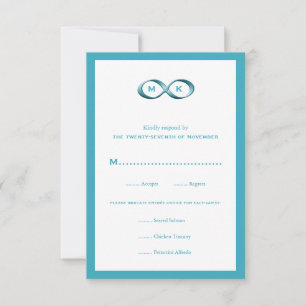 Tarjeta RSVP de boda Aqua Blue Infinity Hand Clasp