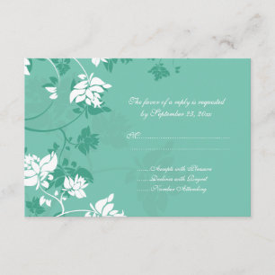 Tarjeta RSVP de boda Aquamarine floral blanca gira