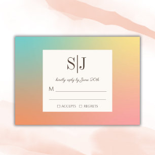 Tarjeta RSVP de Boda Arcoiris de Gradiente Pastel