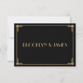 Tarjeta RSVP de boda Art Deco Black Great Gatsby