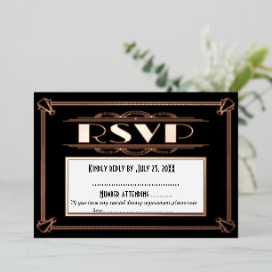 Tarjeta RSVP de boda Art Deco - Tema Gatsby de los