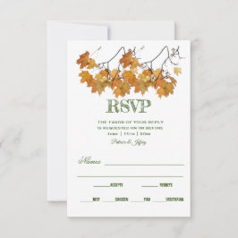 Tarjeta RSVP de boda artística para hojas de otoño