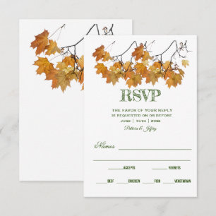 Tarjeta RSVP de boda artística para hojas de otoño