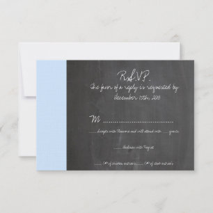 Tarjeta RSVP de Boda Azul Chalkboard