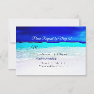 Tarjeta RSVP de Boda Azul de Agua Oceánica