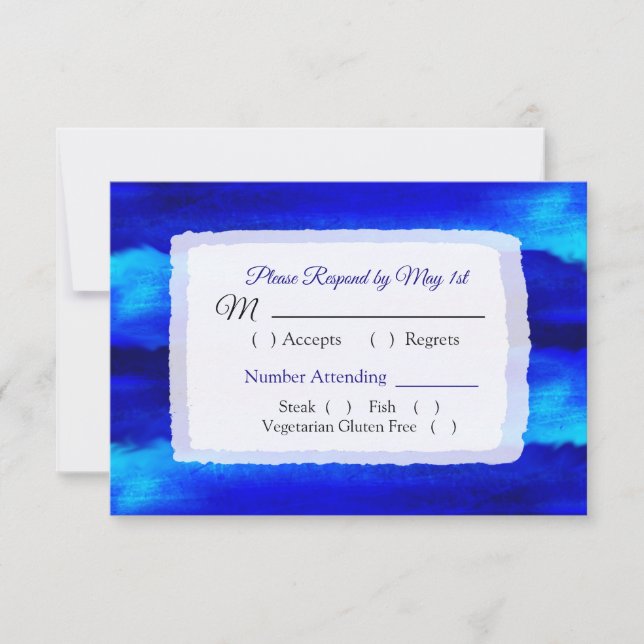 Tarjeta RSVP de Boda Azul de Agua Oceánica (Anverso)