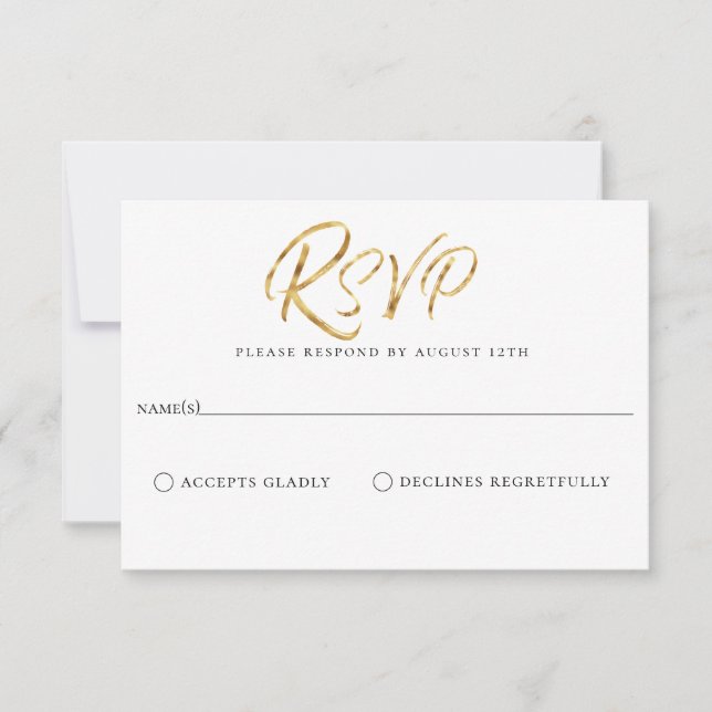 Tarjeta RSVP de Boda Azul de la Marina de Oro Cepi (Anverso)