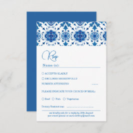 Tarjeta Rsvp de Boda azul moderna de verano medite
