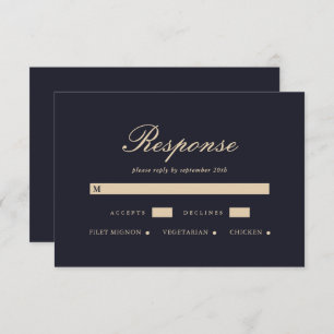 Tarjeta RSVP de boda azul simple y elegante