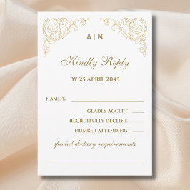 Tarjeta RSVP de Boda Barroca Monograma Ornate Vint