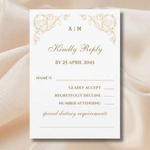 Tarjeta RSVP de Boda Barroca Monograma Ornate Vint