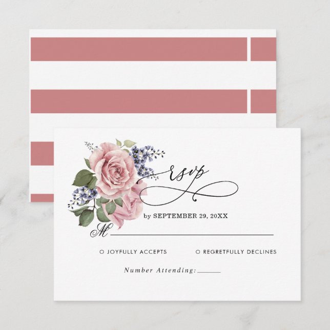 Tarjeta RSVP de boda básica (Anverso / Reverso)