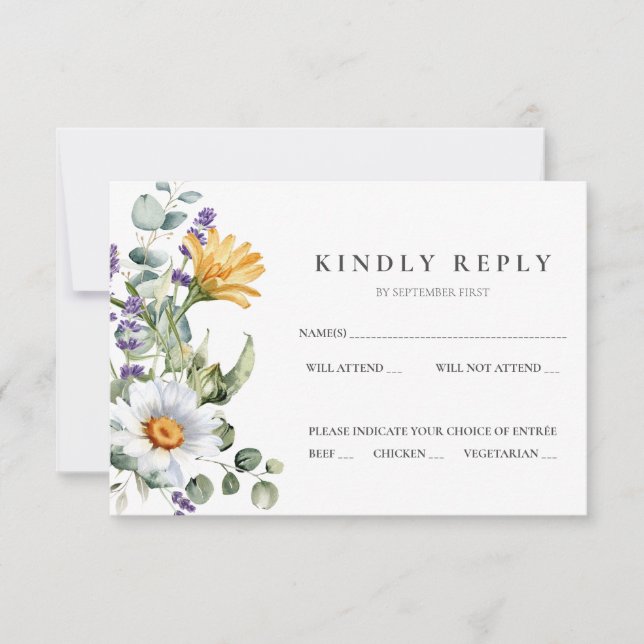 Tarjeta RSVP de boda blanca (Anverso)