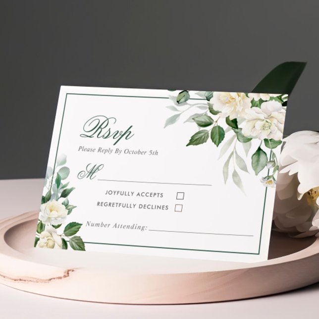 Tarjeta RSVP de Boda Blanca de Eucalyptus (Subido por el creador)