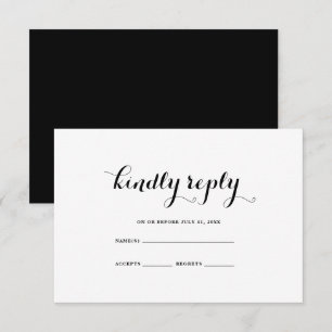 Tarjeta RSVP de boda blanca mínima moderna
