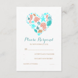 Tarjeta RSVP de Boda Blanca Náutica de Corazón de 