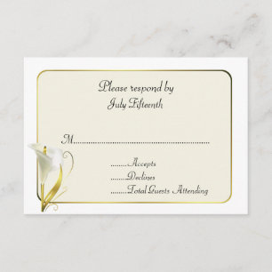 Tarjeta RSVP de boda blanca y marfil con Calla Lil