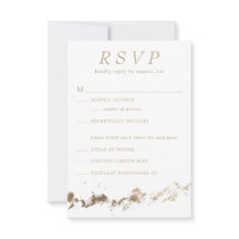 Tarjeta RSVP de Boda Blanca y Oro de las Montañas