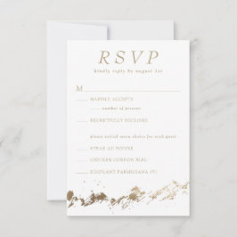 Tarjeta RSVP de Boda Blanca y Oro de las Montañas 