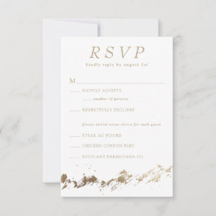Tarjeta RSVP de Boda Blanca y Oro de las Montañas 