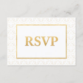 Tarjeta RSVP de Boda Blanca y Oro de Lis Wedding