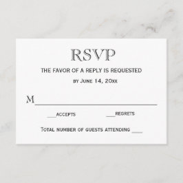 Tarjeta RSVP de boda / Blanco y negro
