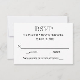 Tarjeta RSVP de boda / Blanco y negro