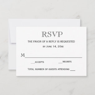 Tarjeta RSVP de boda / Blanco y negro