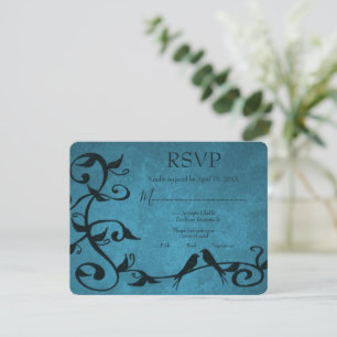 Tarjeta RSVP de Boda Blue Lovebirds
