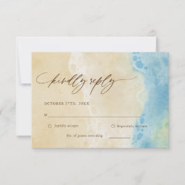 Tarjeta RSVP de boda Blue Summer Ocean Beach