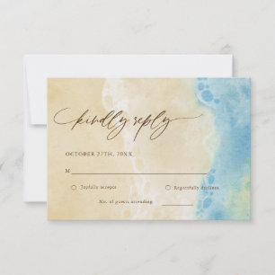 Tarjeta RSVP de boda Blue Summer Ocean Beach