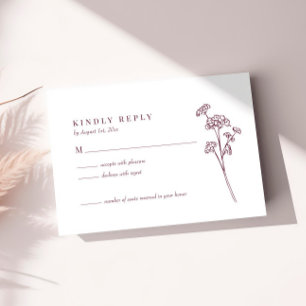 Tarjeta RSVP de Boda Borgoña Floral Flor