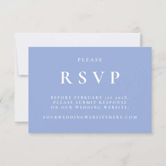 Tarjeta RSVP de Boda Botánica Azul y Blanca Elegan (Anverso)