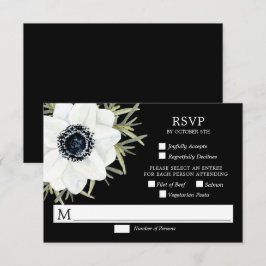 Tarjeta RSVP de Boda Botánica de Anemones Blancos 