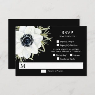Tarjeta RSVP de Boda Botánica de Anemones Blancos