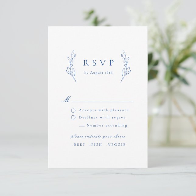 Tarjeta RSVP de boda botánica de elegancia simple  (Anverso de pie)