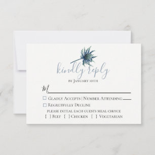 Tarjeta RSVP de Boda Botánica de Thistle Azul