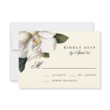 Tarjeta RSVP de Boda Botánica del Sur de Magnolia
