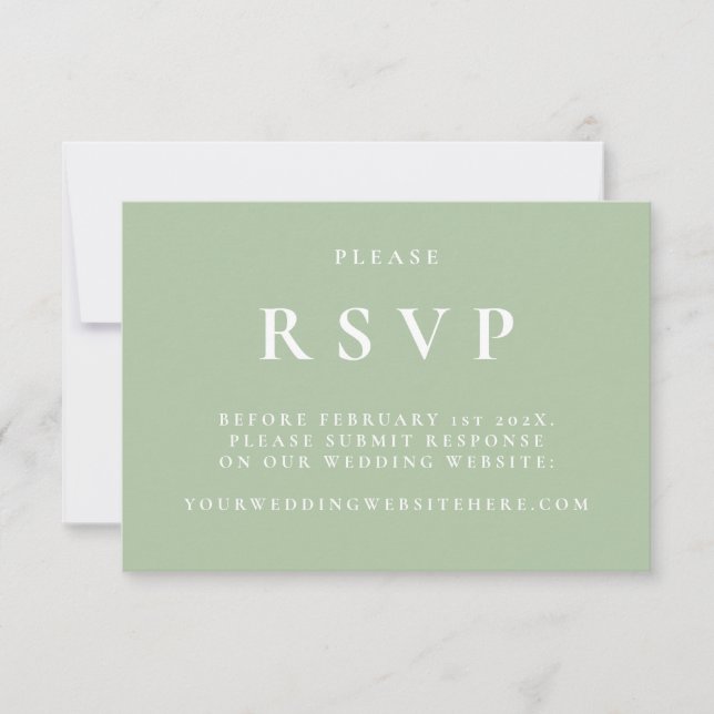 Tarjeta RSVP de Boda Botánica Elegante Verde (Anverso)
