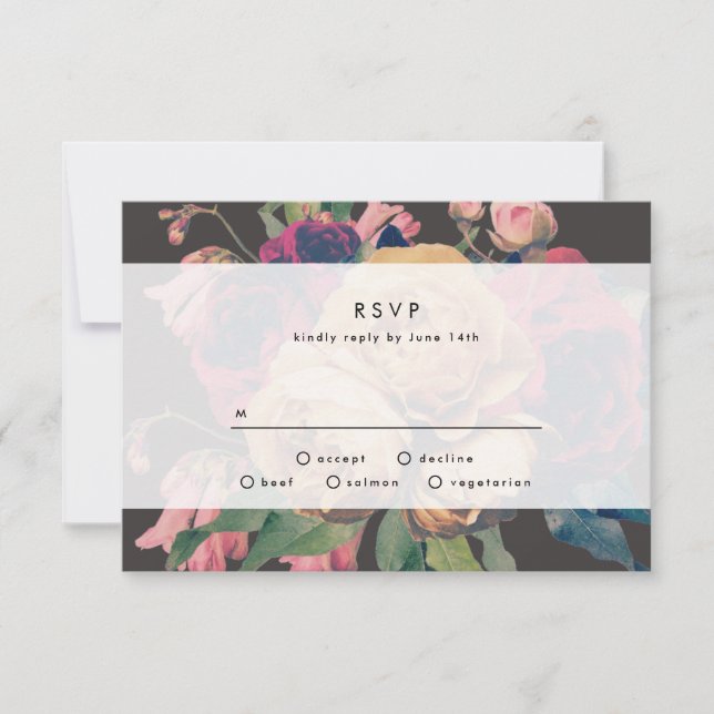 Tarjeta RSVP de boda botánica Rosa oscuro (Anverso)